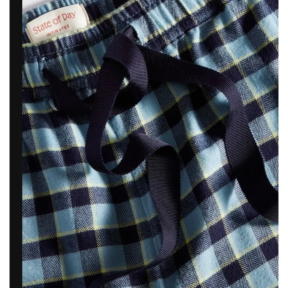Brand New State of Day Women's Size 3X Blue Grid Plaid Lounge Pajama Pants